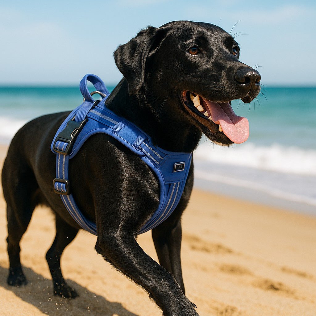 harnais chien anti traction bleu