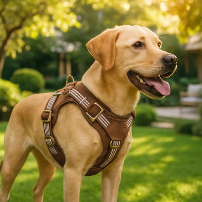 harnais chien anti traction marron