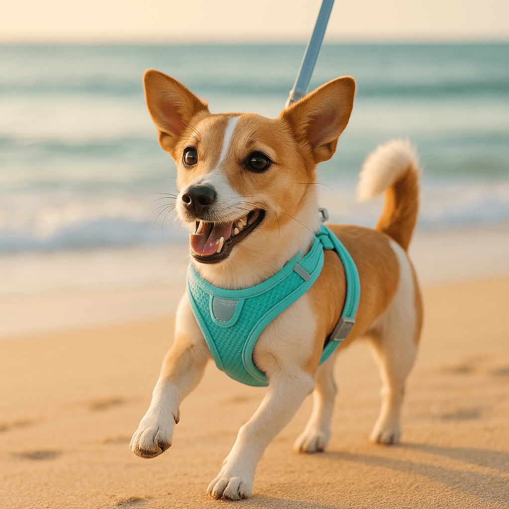 harnais petit chien vert bleu