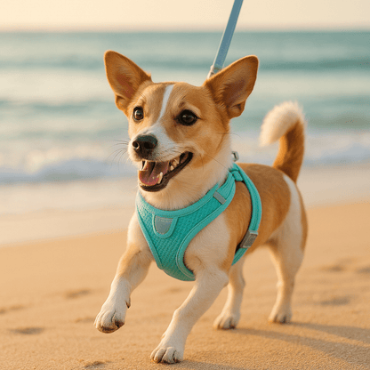 harnais petit chien vert bleu